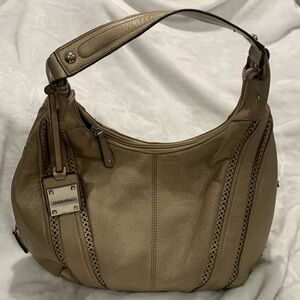 Tignanello vintage Shoulder bag, color pewter, with silver hardware accents.